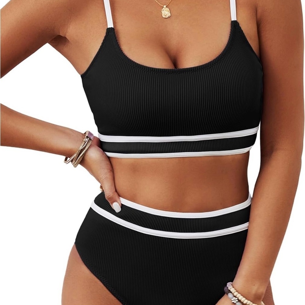 Black and White Sporty Bikini Set